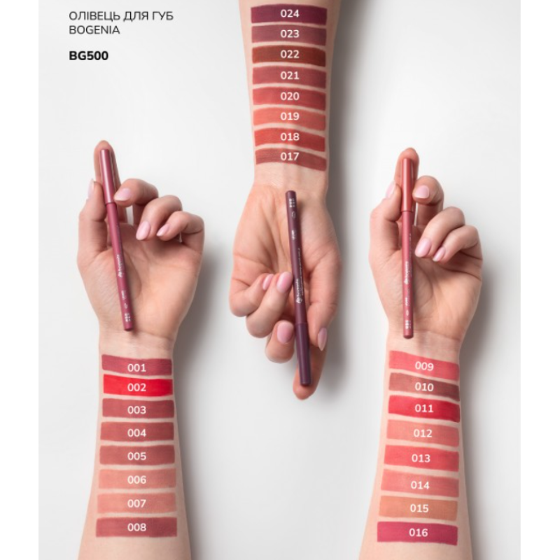 Олівець для губ дерев'яний Bogenia Lip Liner BG500 17, 1 шт
