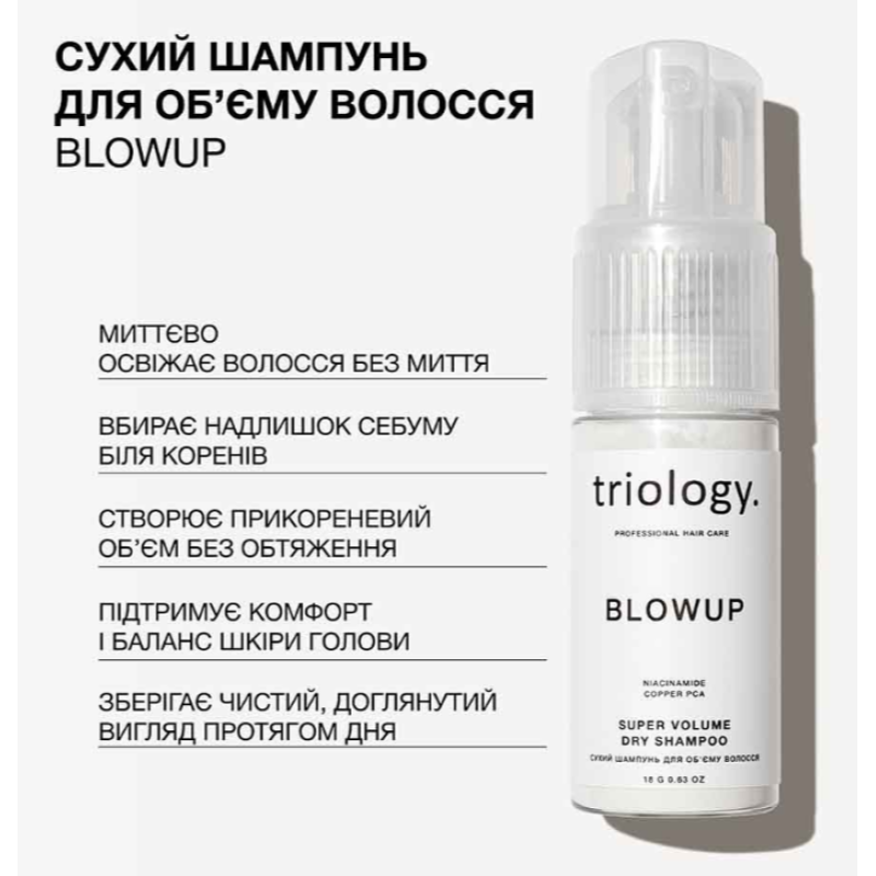 Сухой шампунь для объема волос Blowup Trilogy.