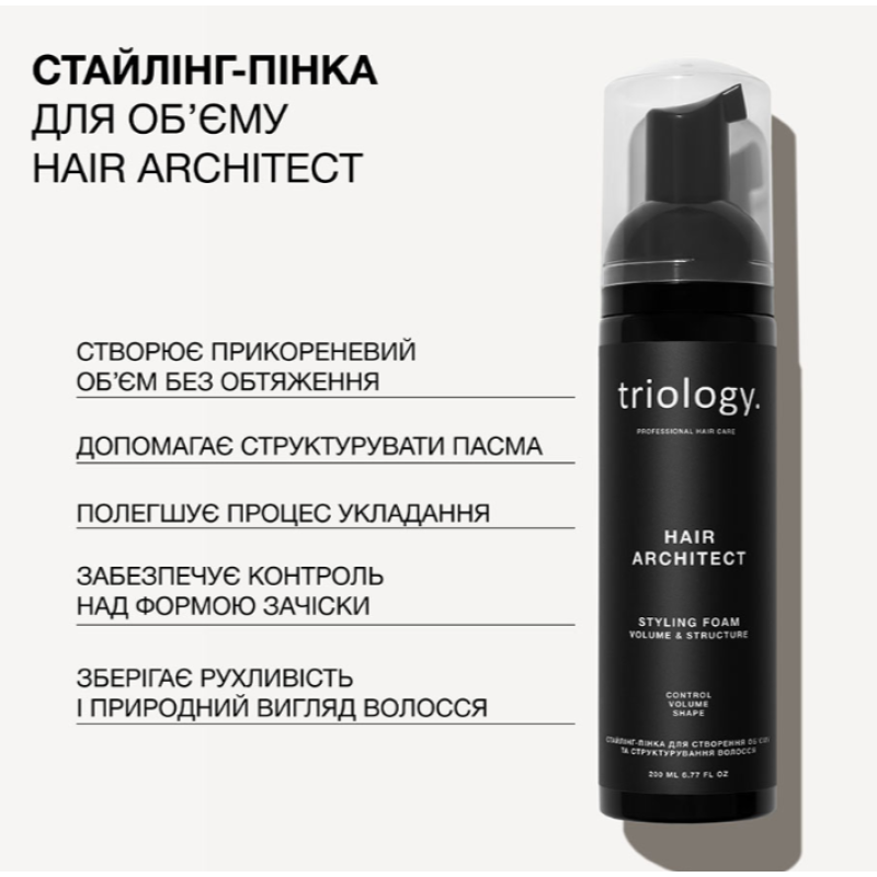 Стайлинг-пенка для создания объема и структурирования волос Hair Architect Trilogy.