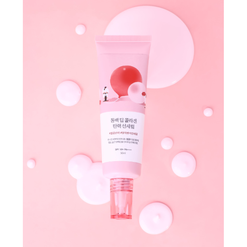 Сонцезахисна сироватка з колагеном ROUND LAB Camellia Deep Collagen Firming Sun Serum, 50 мл