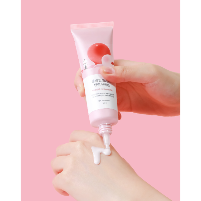 Сонцезахисна сироватка з колагеном ROUND LAB Camellia Deep Collagen Firming Sun Serum, 50 мл