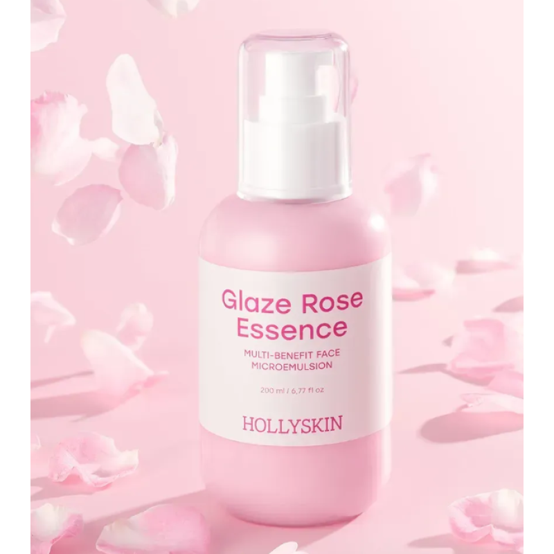 Мультифункціональна трояндова мікроемульсія для обличчя HOLLYSKIN Glaze Rose Essence, 200 мл
