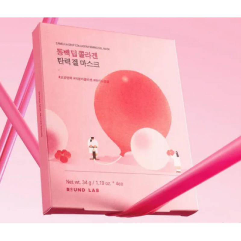 Антивозрастная гидрогелевая маска ROUND LAB Camellia Deep Collagen Firming Gel Mask, 1 шт