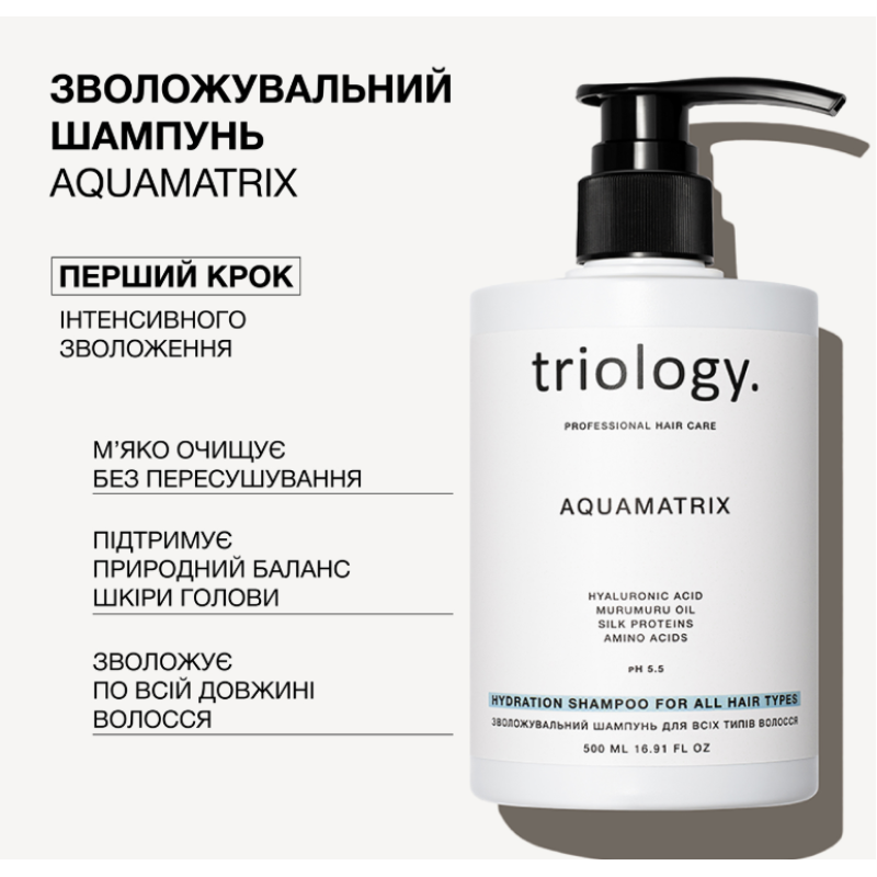 Увлажняющий шампунь для всех типов волос Aquamatrix Trilogy.