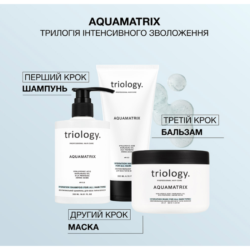 Увлажняющий шампунь для всех типов волос Aquamatrix Trilogy.