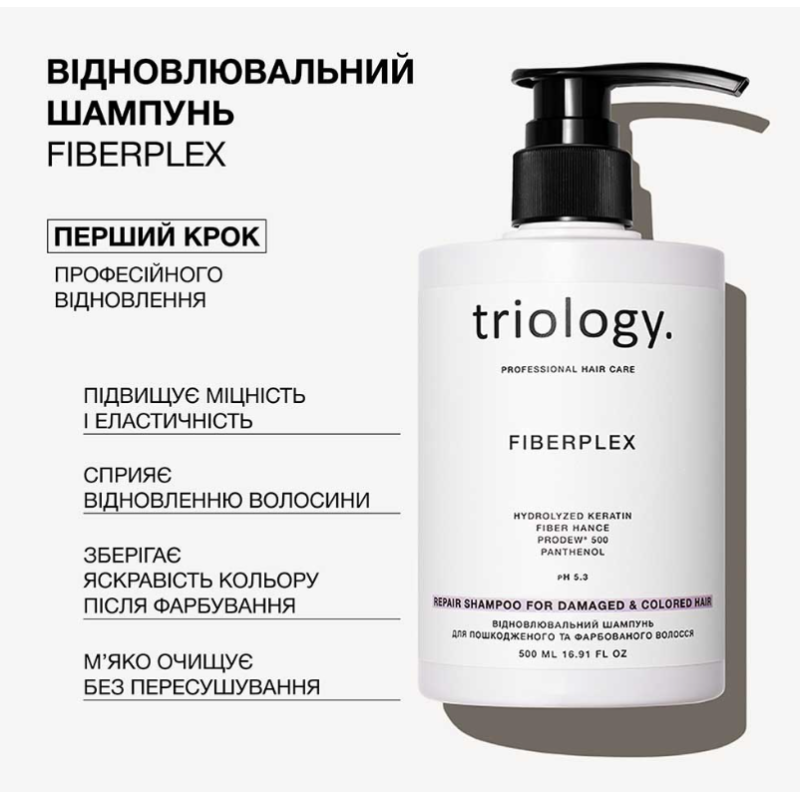 Восстановительный шампунь для поврежденных и крашеных волос Fiberplex Trilogy.