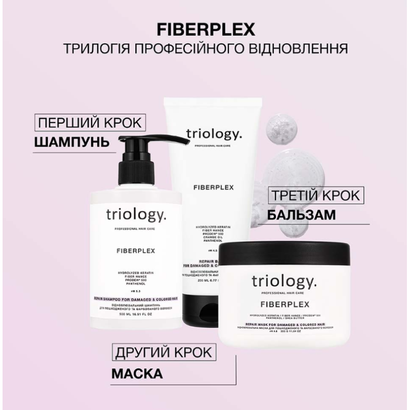 Восстановительный шампунь для поврежденных и крашеных волос Fiberplex Trilogy.