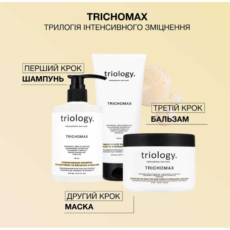Укрепляющий бальзам для волос склонных к ломкости и выпадению Trichomax Triology.