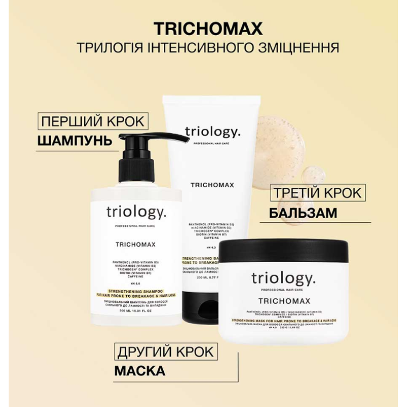 Укрепляющая маска для волос склонных к ломкости и выпадению Trichomax triology.