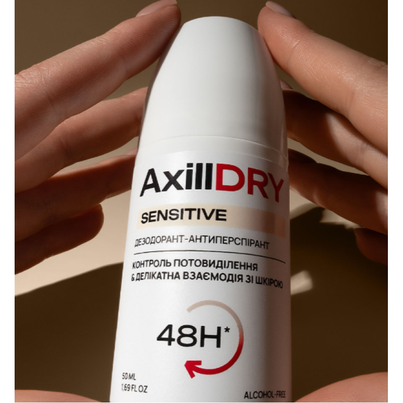 Кульковий дезодорант-антиперспірант AxillDRY Sensitive до 48 годин, 50 мл