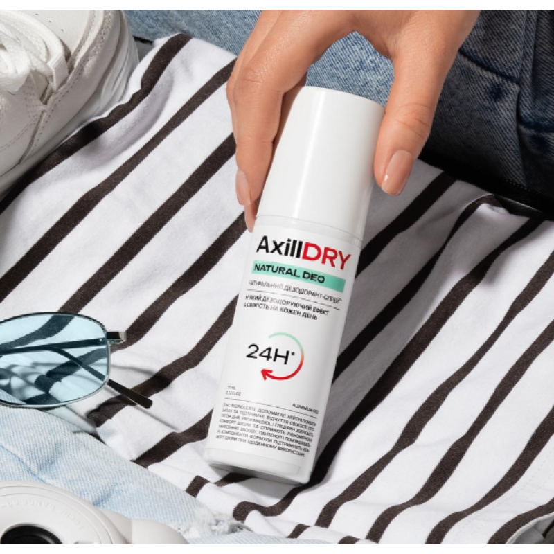 Натуральний дезодорант-спрей AxillDRY Natural Deo до 24 годин, 110 мл