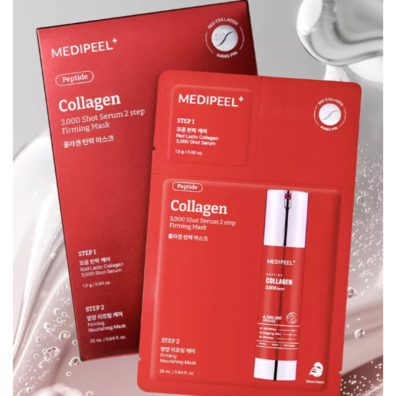 Двофазна маска для обличчя з колагеном і мікроголками Medi-Peel Red Lacto Collagen 3000 Shot Serum 2 Step Mask, 1 шт