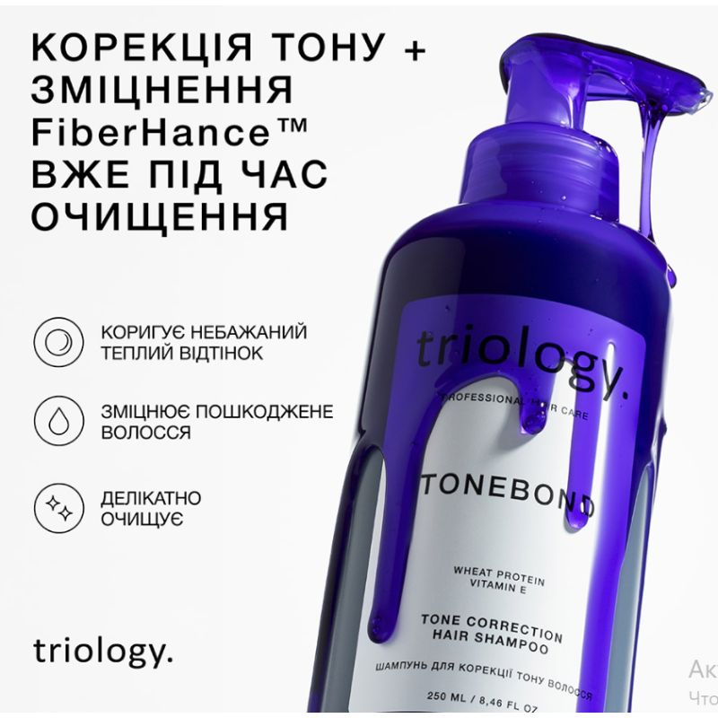 Шампунь для коррекции тона волос TONEBOND Triology, 250 мл