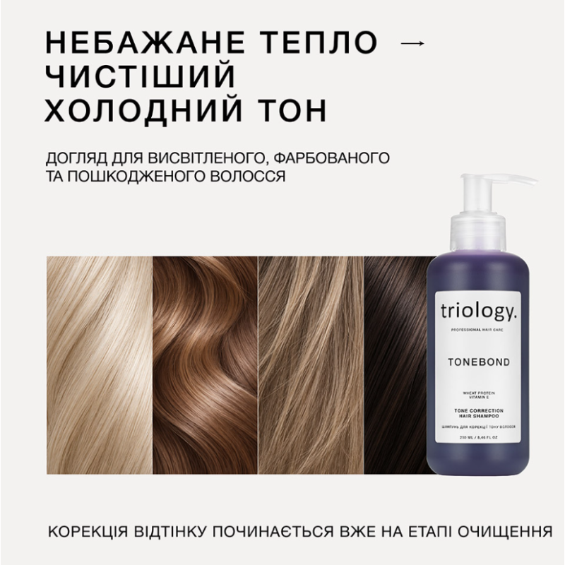 Шампунь для коррекции тона волос TONEBOND Triology, 250 мл